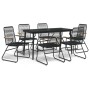 Juego de comedor de jardín 7 piezas ratán PVC negro de vidaXL, Conjuntos de jardín - Ref: Foro24-3099218, Precio: 429,04 €, D...