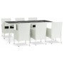 Set comedor de jardín 7 pzas con cojines ratán sintético blanco de vidaXL, Conjuntos de jardín - Ref: Foro24-3187344, Precio:...