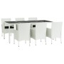 Set comedor de jardín 7 pzas con cojines ratán sintético blanco de vidaXL, Conjuntos de jardín - Ref: Foro24-3187344, Precio:...