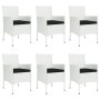 Set comedor de jardín 7 pzas con cojines ratán sintético blanco de vidaXL, Conjuntos de jardín - Ref: Foro24-3187344, Precio:...