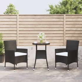 Garden table and 3-piece chair set with black synthetic rattan cushions. by vidaXL, Garden sets - Ref: Foro24-3187414, Price:...