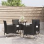 Garden table and chairs 5 pieces and black synthetic rattan cushions by vidaXL, Garden sets - Ref: Foro24-3187433, Price: 274...