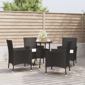 Gartentisch und Stühle 5 Stück und schwarze synthetische Rattankissen von vidaXL, Gartensets - Ref: Foro24-3187433, Preis: 26...