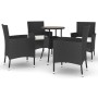 Garden table and chairs 5 pieces and black synthetic rattan cushions by vidaXL, Garden sets - Ref: Foro24-3187433, Price: 274...