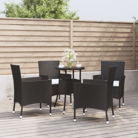 Gartentisch und Stühle 5 Stück und schwarze synthetische Rattankissen von vidaXL, Gartensets - Ref: Foro24-3187415, Preis: 27...