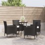 Gartentisch und Stühle 5 Stück und schwarze synthetische Rattankissen von vidaXL, Gartensets - Ref: Foro24-3187415, Preis: 26...