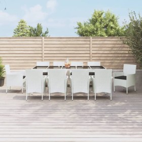 Garten-Essgruppe 11-teilig und weiße Kissen aus synthetischem Rattan von vidaXL, Gartensets - Ref: Foro24-3187347, Preis: 886...