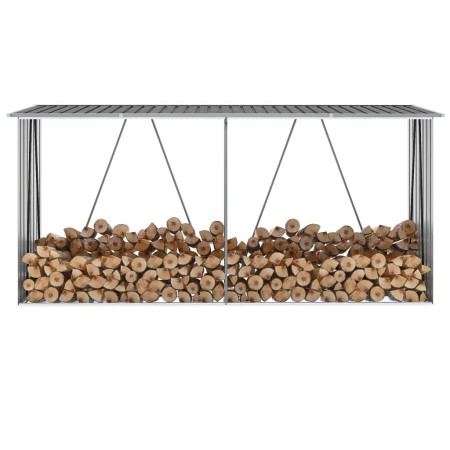 Gray galvanized steel firewood box 330x84x152 cm by vidaXL, Accessories for bags and firewood holders - Ref: Foro24-44859, Pr...