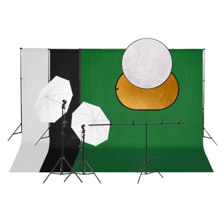 Photo studio kit with light set, background and reflector by vidaXL, Flashes and studio lighting - Ref: Foro24-3143934, Price...