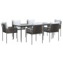 Garden dining set, 7 pieces with synthetic rattan and steel cushions. by vidaXL, Garden sets - Ref: Foro24-3187061, Price: 61...