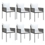 Garden dining set, 7 pieces with synthetic rattan and steel cushions. by vidaXL, Garden sets - Ref: Foro24-3187061, Price: 61...