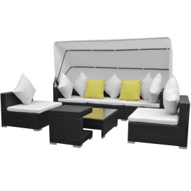 Garden sofa set with brown polyrattan canopy 7 pieces by vidaXL, Garden sets - Ref: Foro24-42750, Price: 601,99 €, Discount: %