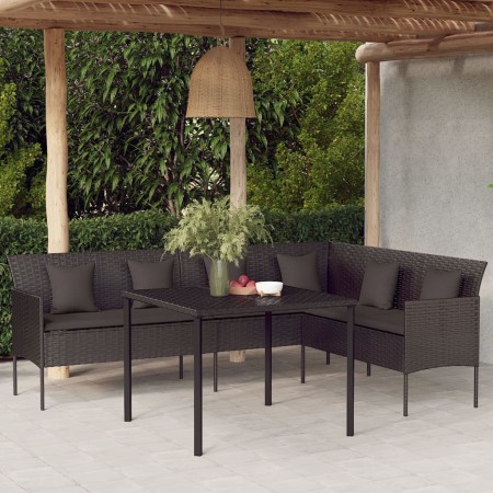 L-förmiges Gartensofa mit schwarzen synthetischen Rattankissen von vidaXL, Outdoor-Sofas - Ref: Foro24-362336, Preis: 263,45 ...