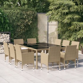 11-teiliges Garten-Essset aus synthetischem Rattan in Beige von vidaXL, Gartensets - Ref: Foro24-3058564, Preis: 855,99 €, Ra...