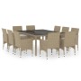 Juego de comedor de jardín de 11 piezas ratán sintético beige de vidaXL, Conjuntos de jardín - Ref: Foro24-3058564, Precio: 8...