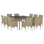 Juego de comedor de jardín de 11 piezas ratán sintético beige de vidaXL, Conjuntos de jardín - Ref: Foro24-3058564, Precio: 8...