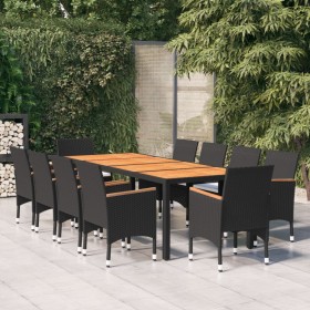 Juego de comedor de jardín 11 piezas ratán sintético negro de vidaXL, Conjuntos de jardín - Ref: Foro24-3058580, Precio: 873,...