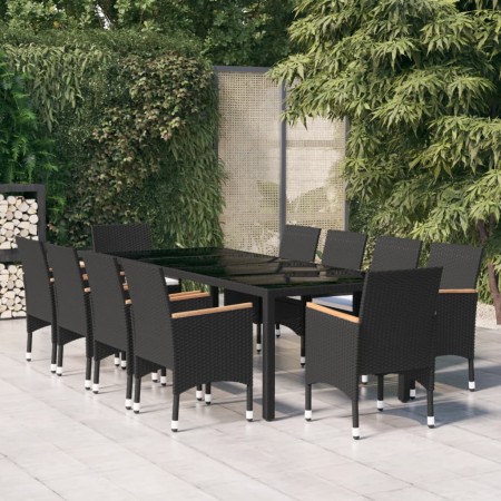 11-piece black synthetic rattan garden dining set by vidaXL, Garden sets - Ref: Foro24-3058578, Price: 837,99 €, Discount: %