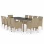 11-Piece Garden Dining Set Beige Synthetic Rattan by vidaXL, Garden sets - Ref: Foro24-3058574, Price: 813,22 €, Discount: %