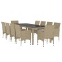 11-Piece Garden Dining Set Beige Synthetic Rattan by vidaXL, Garden sets - Ref: Foro24-3058574, Price: 813,22 €, Discount: %