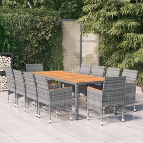 Garden dining set 11 pieces gray synthetic rattan by vidaXL, Garden sets - Ref: Foro24-3058581, Price: 970,32 €, Discount: %