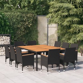 Juego de comedor de jardín 11 piezas ratán sintético negro de vidaXL, Conjuntos de jardín - Ref: Foro24-3058570, Precio: 981,...