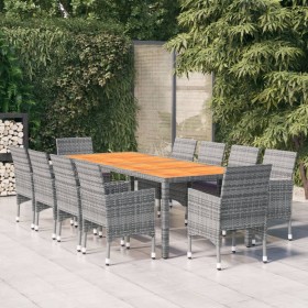 Garten-Essgruppe 11-teilig aus grauem synthetischem Rattan von vidaXL, Gartensets - Ref: Foro24-3058577, Preis: 925,99 €, Rab...