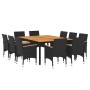 Juego de comedor de jardín 11 piezas ratán sintético negro de vidaXL, Conjuntos de jardín - Ref: Foro24-3058570, Precio: 981,...