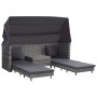 Sofá cama extensible 3 plazas con capota ratán sintético gris de vidaXL, Sofás de exterior - Ref: Foro24-46077, Precio: 901,4...