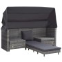 Sofá cama extensible 3 plazas con capota ratán sintético gris de vidaXL, Sofás de exterior - Ref: Foro24-46077, Precio: 901,4...