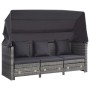 Sofá cama extensible 3 plazas con capota ratán sintético gris de vidaXL, Sofás de exterior - Ref: Foro24-46077, Precio: 901,4...