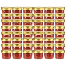 Glass jam jars gold lid 48 pcs 110 ml by vidaXL, honey jars - Ref: Foro24-50796, Price: 63,74 €, Discount: %