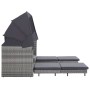 Sofá cama extensible 3 plazas con capota ratán sintético gris de vidaXL, Sofás de exterior - Ref: Foro24-46077, Precio: 901,4...