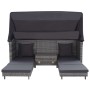 Sofá cama extensible 3 plazas con capota ratán sintético gris de vidaXL, Sofás de exterior - Ref: Foro24-46077, Precio: 901,4...