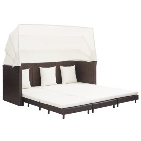 3-seater garden sofa bed with brown synthetic rattan hood by vidaXL, Outdoor sofas - Ref: Foro24-46076, Price: 555,99 €, Disc...