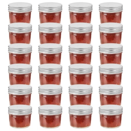 Glass jars of jam with silver lid 24 units 110 ml by vidaXL, honey jars - Ref: Foro24-50792, Price: 37,93 €, Discount: %