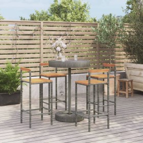 Bar table and garden stools 5 pieces acacia wood PE rattan gray by vidaXL, Garden sets - Ref: Foro24-3187721, Price: 255,99 €...