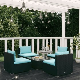 5-piece garden sofa set and black synthetic rattan cushions by vidaXL, Garden sets - Ref: Foro24-3101521, Price: 483,99 €, Di...