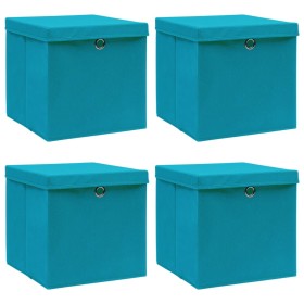 Storage box with lid 4 pcs light blue fabric 32x32x32 cm by vidaXL, Storage baskets - Ref: Foro24-288374, Price: 31,39 €, Dis...