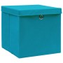 Caja de almacenaje con tapa 4 uds tela azul celeste 32x32x32 cm de vidaXL, Cestas para almacenaje - Ref: Foro24-288374, Preci...