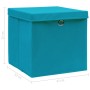 Caja de almacenaje con tapa 4 uds tela azul celeste 32x32x32 cm de vidaXL, Cestas para almacenaje - Ref: Foro24-288374, Preci...