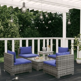 5-piece garden furniture set and gray synthetic rattan cushions by vidaXL, Garden sets - Ref: Foro24-3101526, Price: 367,99 €...