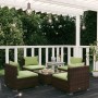 Set muebles de jardín 5 piezas y cojines ratán sintético marrón de vidaXL, Conjuntos de jardín - Ref: Foro24-3101524, Precio:...