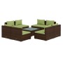 Set muebles de jardín 9 piezas y cojines ratán sintético marrón de vidaXL, Conjuntos de jardín - Ref: Foro24-3101548, Precio:...