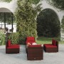 5-teiliges Gartenmöbel-Set und braune Kissen aus synthetischem Rattan von vidaXL, Gartensets - Ref: Foro24-3101523, Preis: 49...