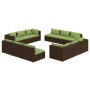 Set muebles de jardín y cojines 12 pzas ratán sintético marrón de vidaXL, Conjuntos de jardín - Ref: Foro24-3101588, Precio: ...