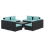 Set de muebles de jardín 9 pzas y cojines ratán sintético negro de vidaXL, Conjuntos de jardín - Ref: Foro24-3101545, Precio:...