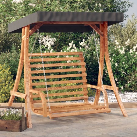 Swing bench with awning solid fir wood with teak finish by vidaXL, Garden rockers - Ref: Foro24-3200628, Price: 366,99 €, Dis...