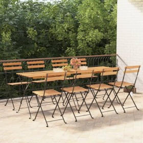 Folding cafeteria chairs 8 units steel and solid teak wood by vidaXL, Garden chairs - Ref: Foro24-3152111, Price: 285,99 €, D...