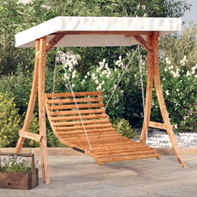 Swing lounger with awning solid fir wood teak finish by vidaXL, Garden rockers - Ref: Foro24-3200625, Price: 424,99 €, Discou...